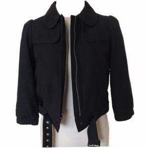 Gap Black Peter Pan Collar Cropped Bomber Jacket